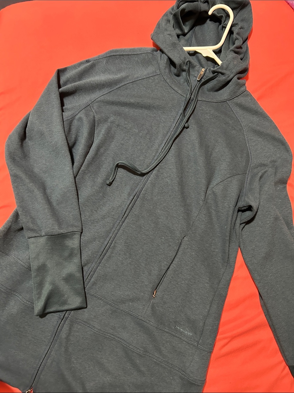 Women's Hooded Zip-Up Sweater Jacket in Dark Gray